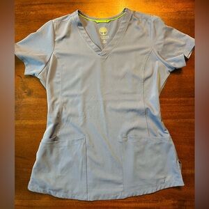 Healing Hands Monica Scrub V neck top, ceil blue, size small XS